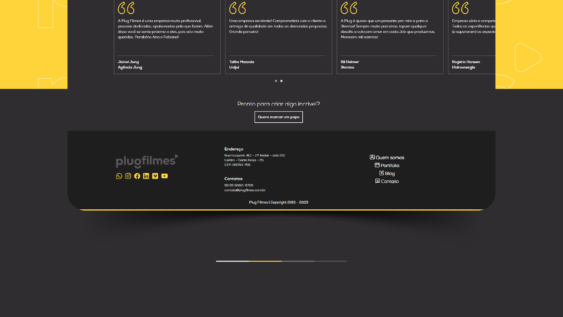 Portfolio Agência Jung Site Plug Filmes - 